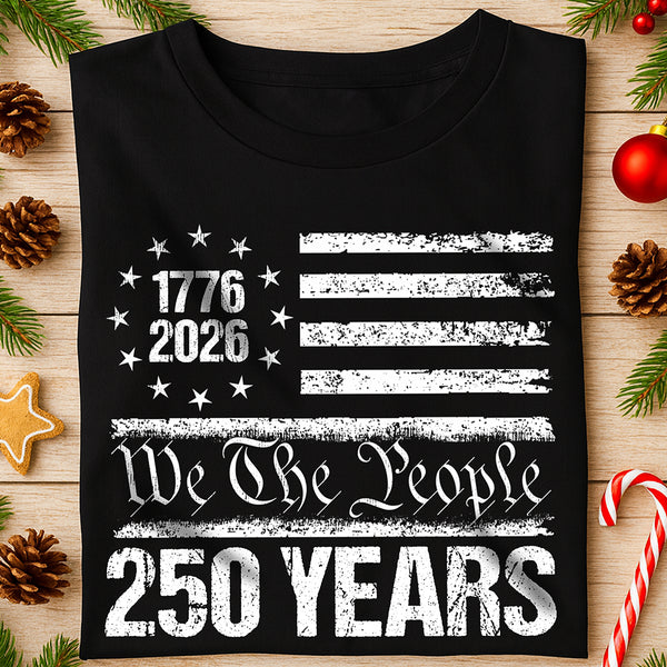 250 Years USA 250th Birthday 1776-2026 Eagle Flag Dark Premium Tee