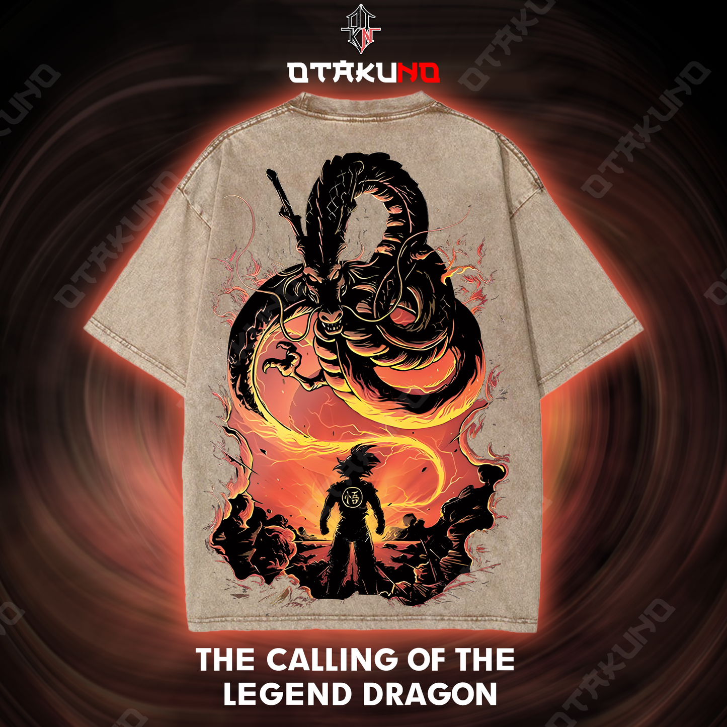 THE CALLING OF THE LEGEND DRAGON OVERSIZED 2-SIDED WASHED TSHIRT