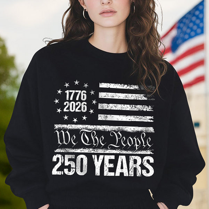 250 Years USA 250th Birthday 1776-2026 Eagle Flag Dark Sweatshirt