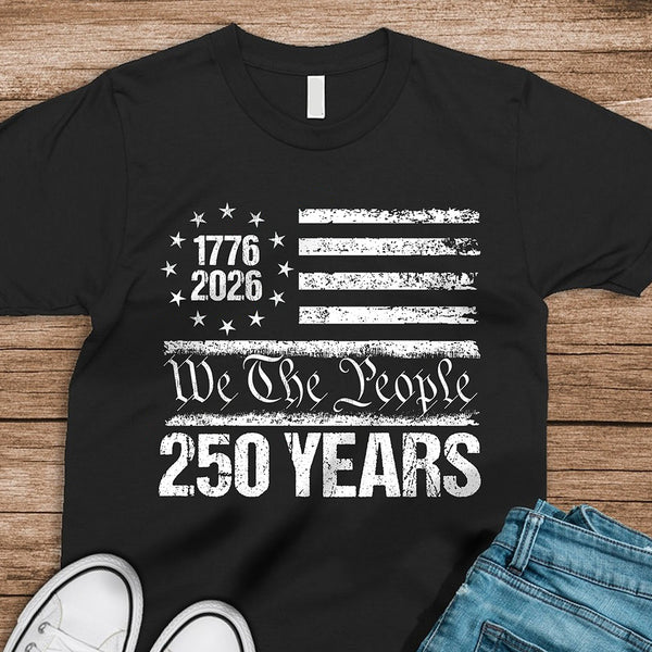 250 Years USA 250th Birthday 1776-2026 Eagle Flag Dark Basic Tee