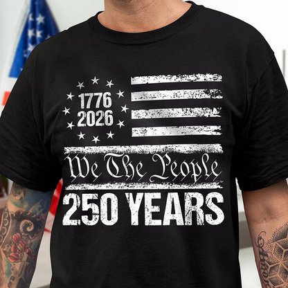 250 Years USA 250th Birthday 1776-2026 Eagle Flag Dark Premium Tee