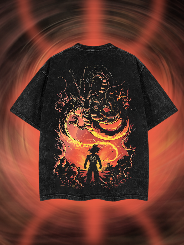 THE CALLING OF THE  LEGEND DRAGON OVERSIZED WASHED TSHIRT