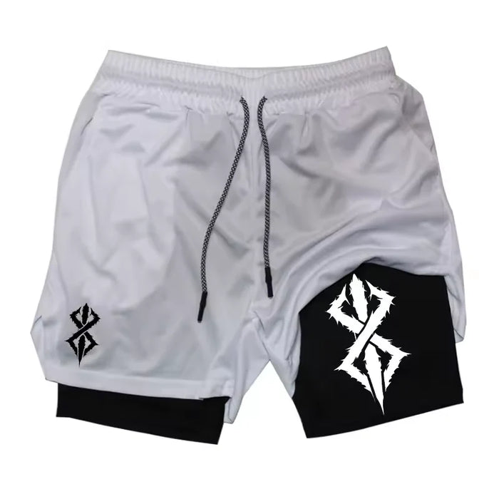 Six Paths Gym Shorts | Naruto Anime Gym Shorts | Breathable Two-Layer Workout Shorts