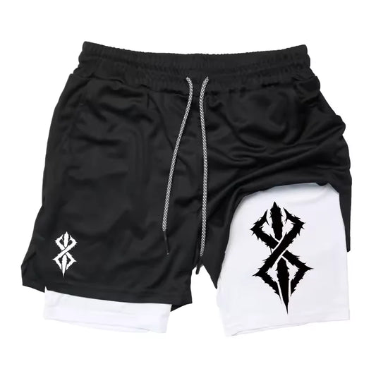 Berserk Gym Shorts | Two‑Layer Anime Gym Shorts | Breathable Performance Shorts