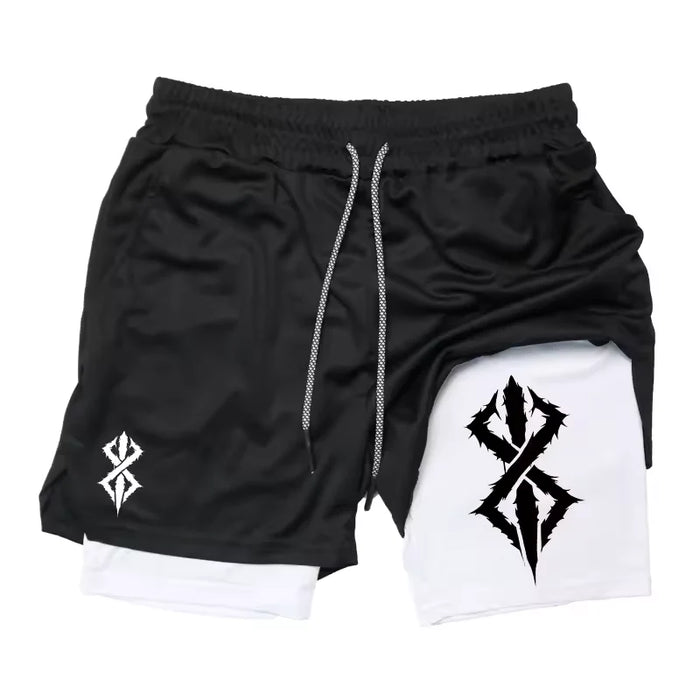 Six Paths Gym Shorts | Naruto Anime Gym Shorts | Breathable Two-Layer Workout Shorts