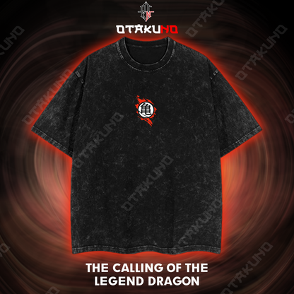 THE CALLING OF THE  LEGEND DRAGON OVERSIZED 2-SIDED WASHED TSHIRT