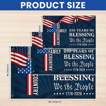 We The People American Flag, 250 Years Blessing 1776 2026 Grommet Flag