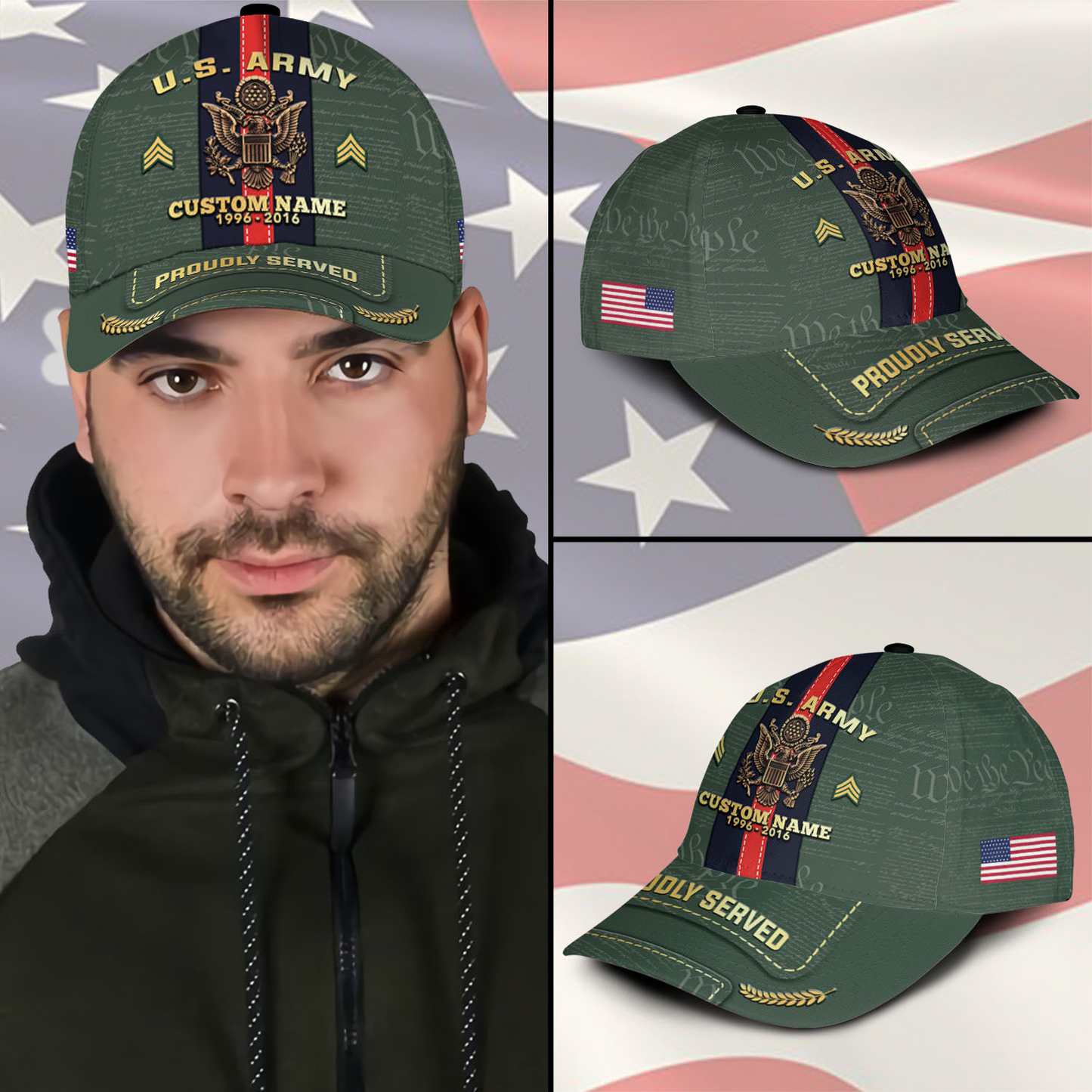 Personalized U.S. Army Service Cap – Custom Name, Rank & Years of Service