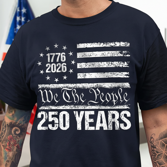 250 Years USA 250th Birthday 1776-2026 Eagle Flag Dark Premium Tee