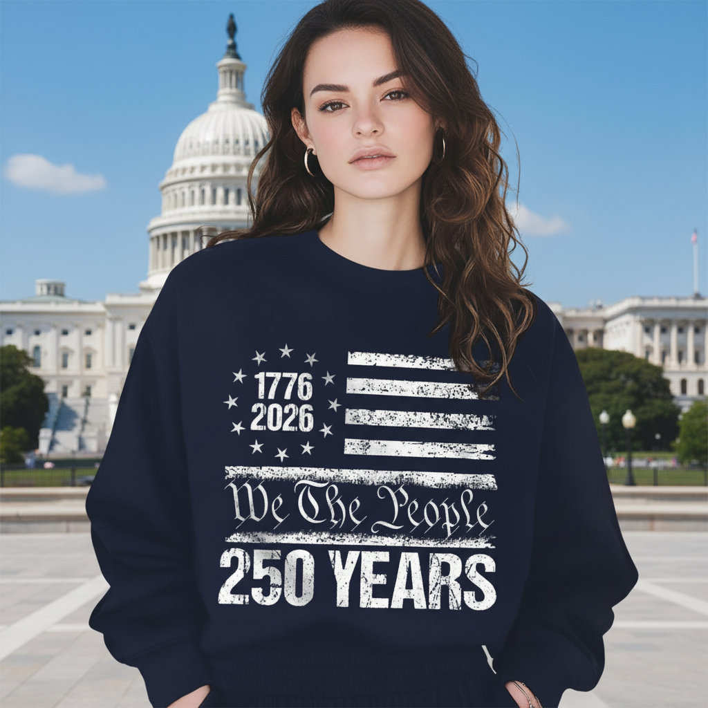 250 Years USA 250th Birthday 1776-2026 Eagle Flag Dark Sweatshirt