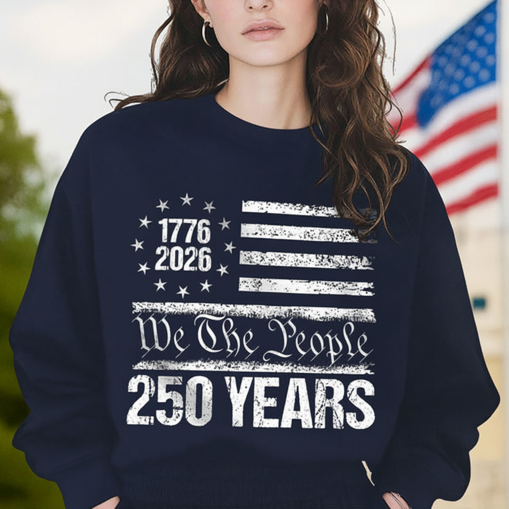 250 Years USA 250th Birthday 1776-2026 Eagle Flag Dark Sweatshirt