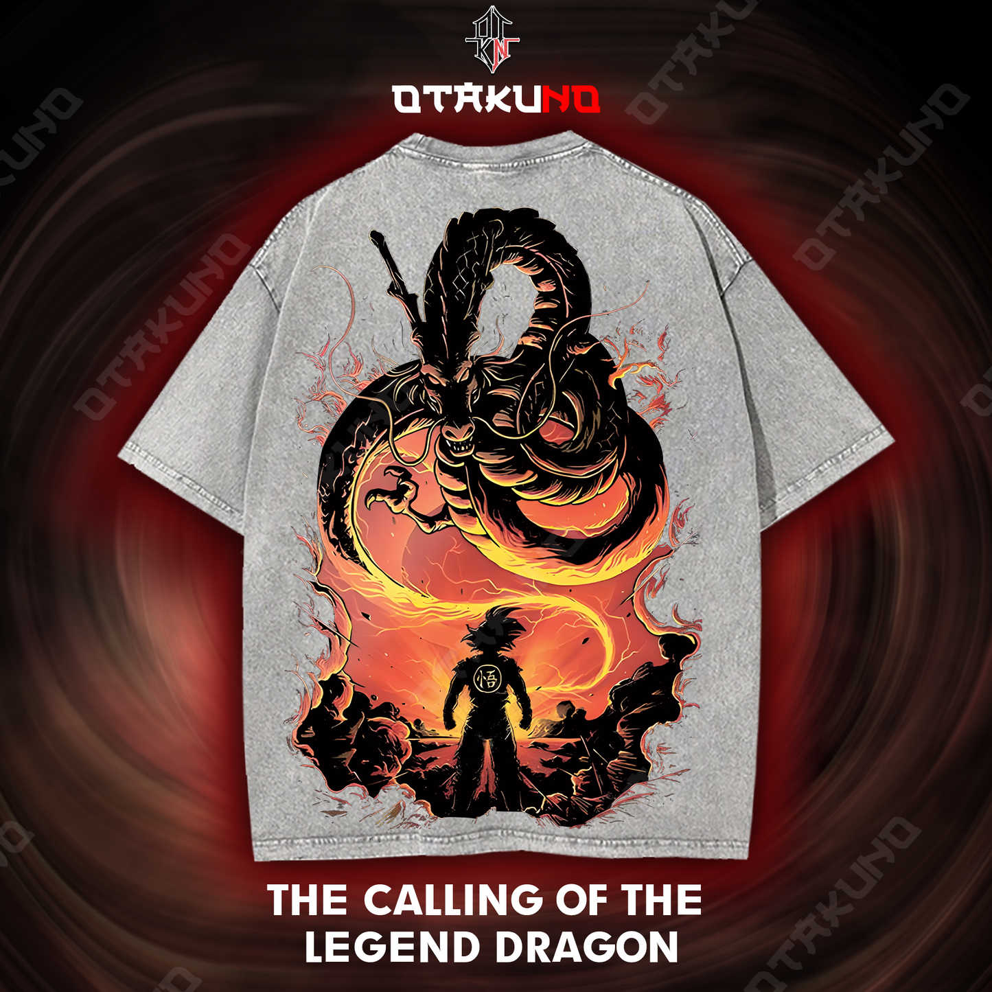 THE CALLING OF THE  LEGEND DRAGON OVERSIZED 2-SIDED WASHED TSHIRT
