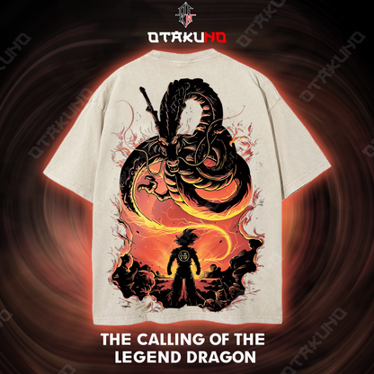THE CALLING OF THE  LEGEND DRAGON OVERSIZED 2-SIDED WASHED TSHIRT