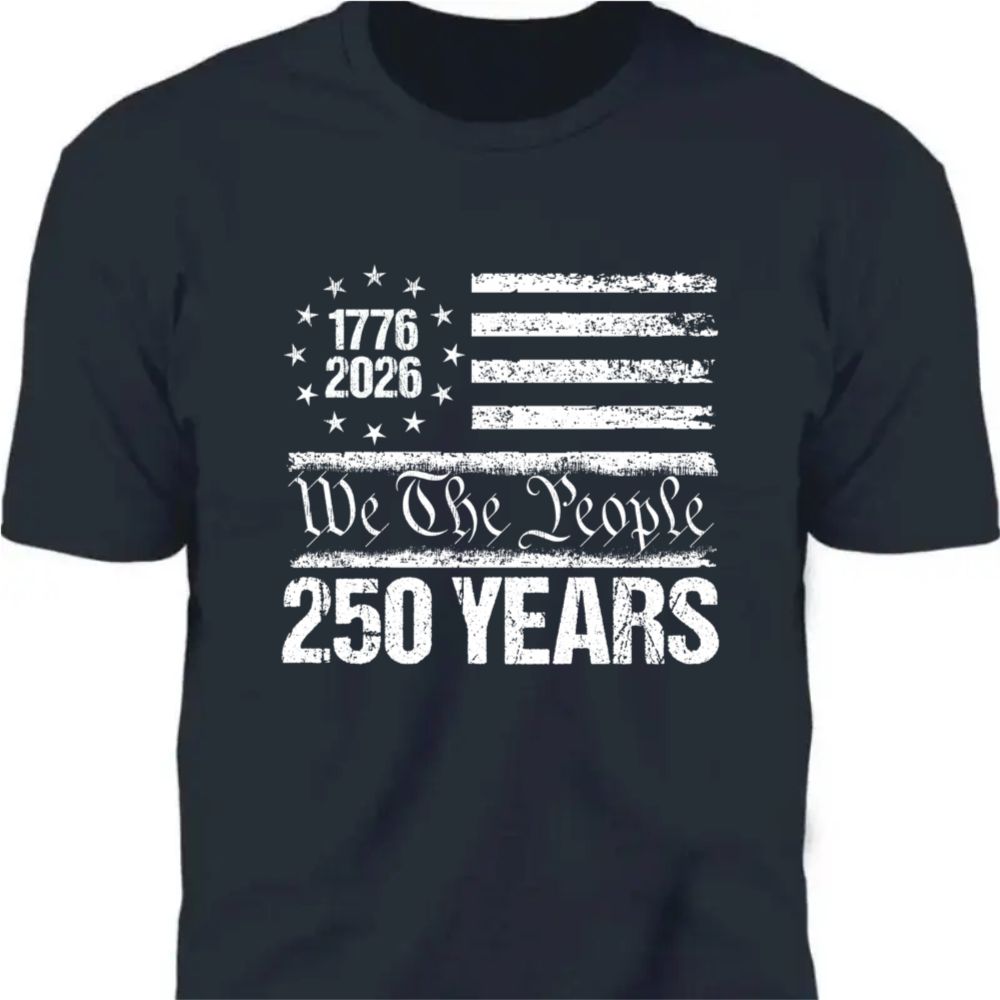 250 Years USA 250th Birthday 1776-2026 Eagle Flag Dark Premium Tee