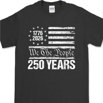 250 Years USA 250th Birthday 1776-2026 Eagle Flag Dark Basic Tee