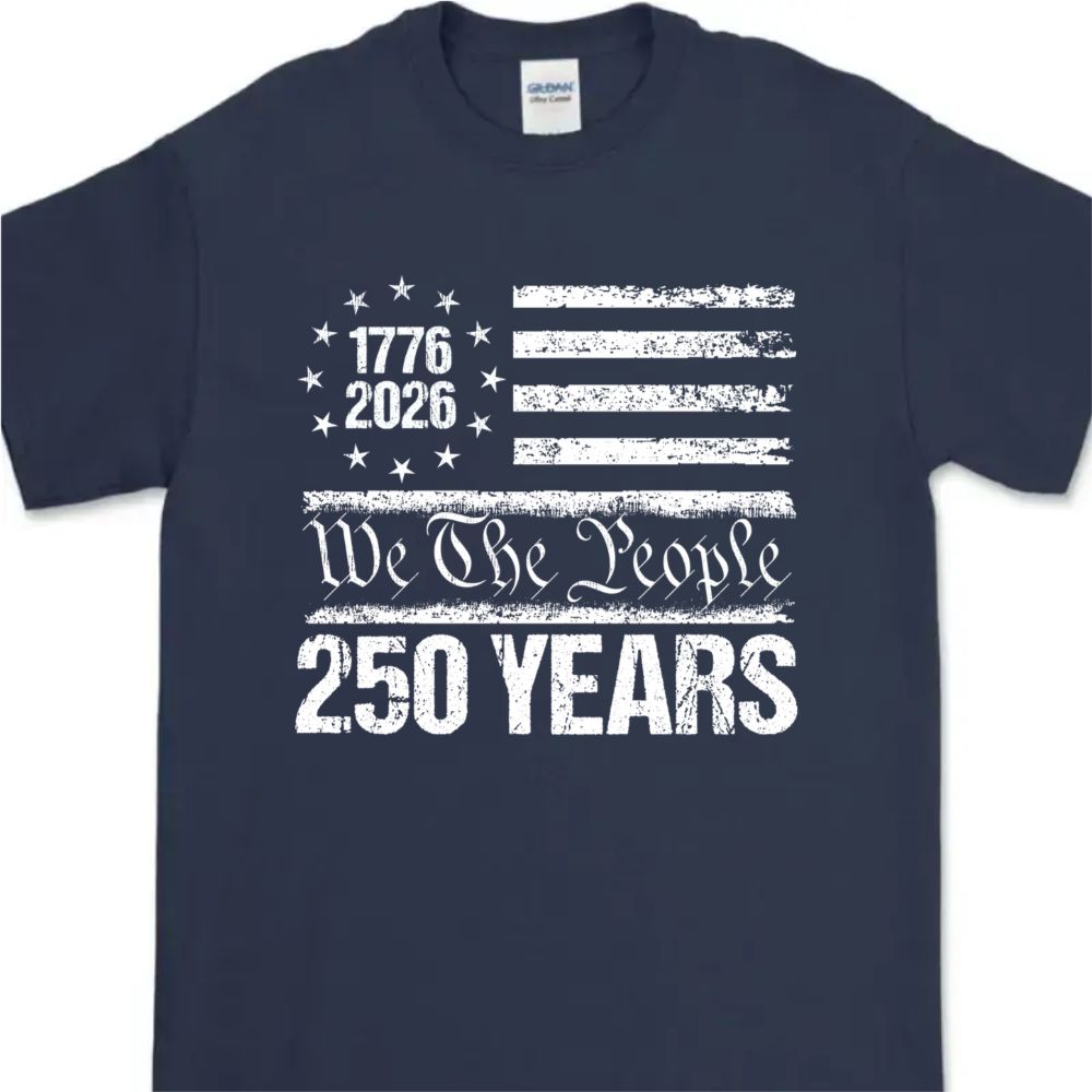 250 Years USA 250th Birthday 1776-2026 Eagle Flag Dark Basic Tee