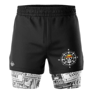 Straw Hat Wanted Pattern One Piece 2-in-1 Performance Shorts